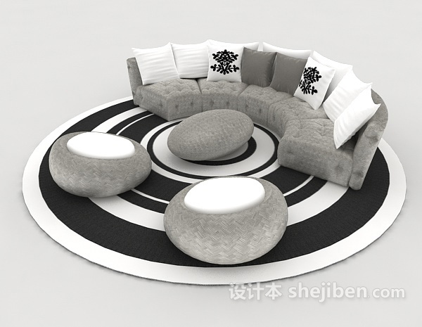 现代个性灰色沙发3d模型下载