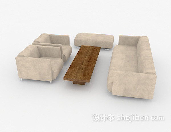 现代风格简单灰色休闲组合沙发3d模型下载