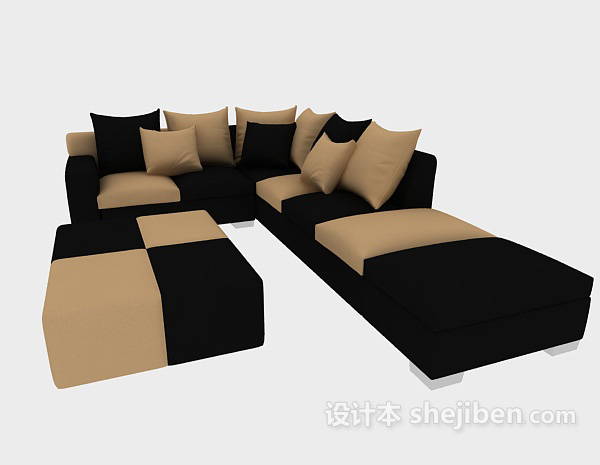 免费家居软包组合沙发3d模型下载