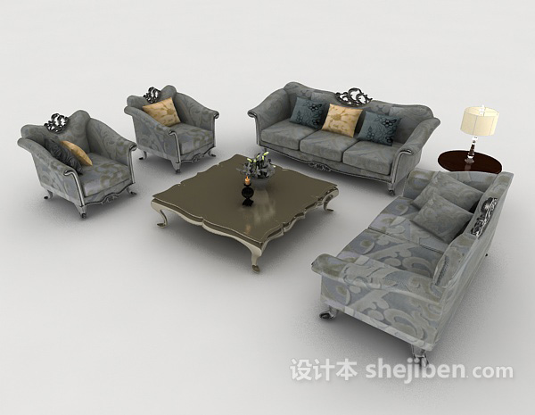 欧式居家组合沙发3d模型下载