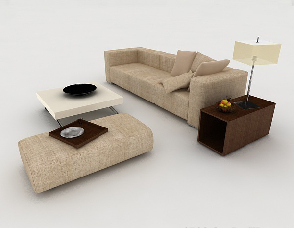设计本现代棕色休闲组合沙发3d模型下载