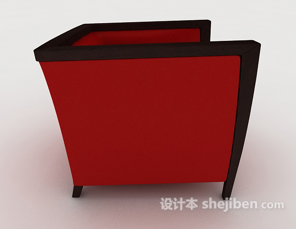设计本现代红色方形单人沙发3d模型下载