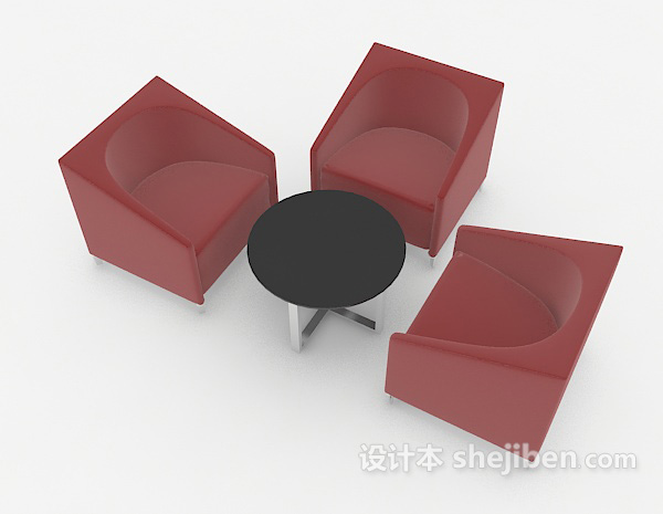 免费简约红色桌椅组合3d模型下载