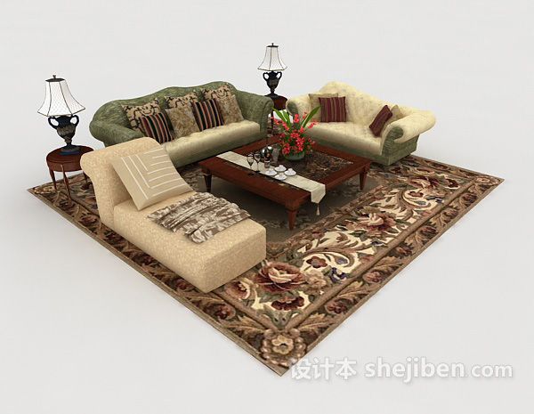 豪华欧式风格组合沙发3d模型下载