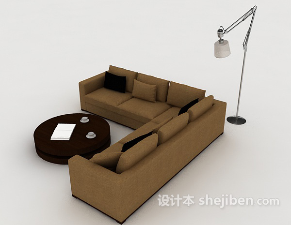 设计本居家沙发茶几组合3d模型下载