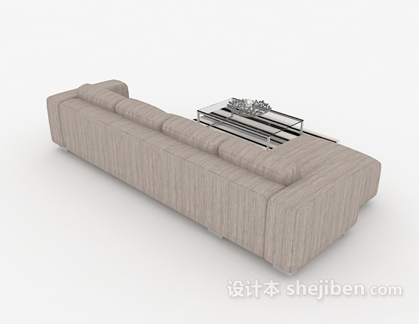 设计本灰棕色简约多人沙发3d模型下载
