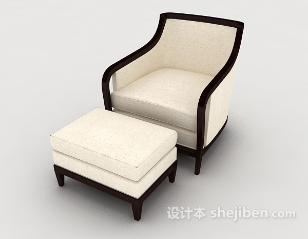 免费简单米白色单人沙发3d模型下载