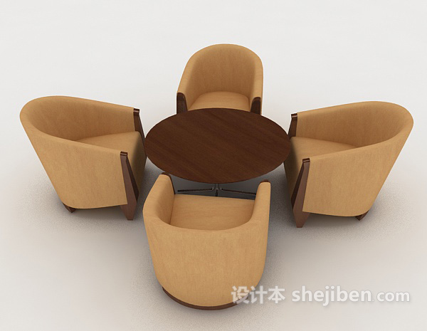 设计本现代木质休闲桌椅3d模型下载