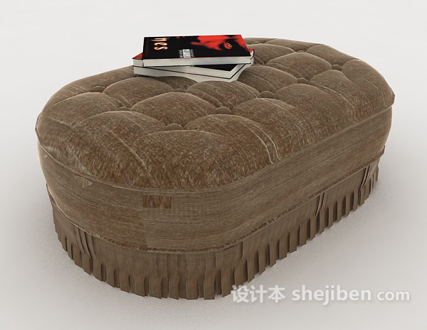 棕色软包沙发凳3d模型下载
