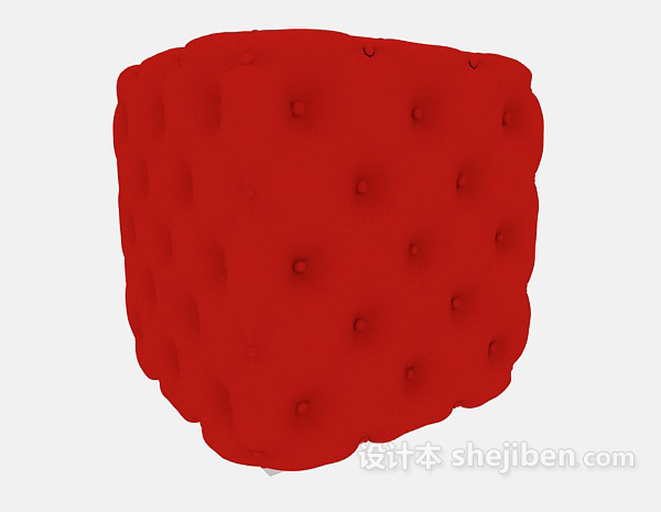 免费红色软凳3d模型下载