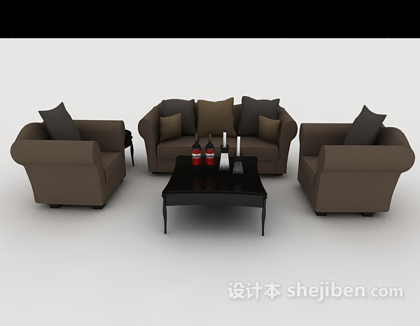 现代风格现代家居简约深灰色组合沙发3d模型下载