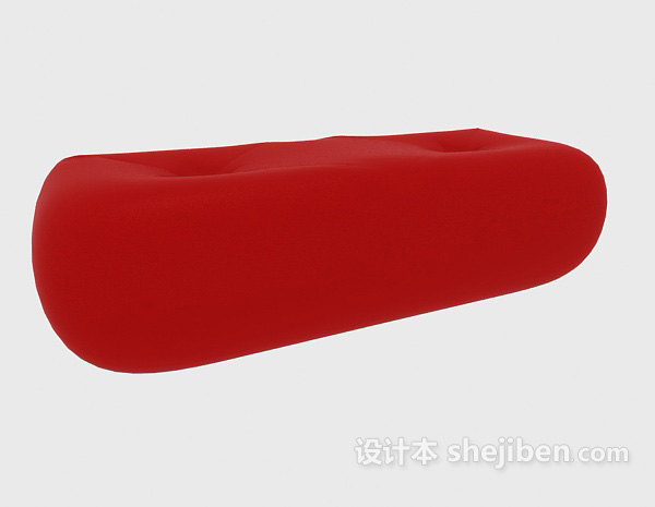 免费红色简单沙发凳3d模型下载