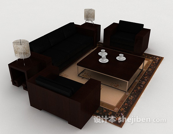 商务简约组合沙发3d模型下载