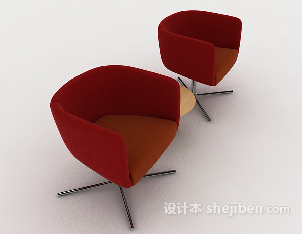 设计本现代红色桌椅3d模型下载