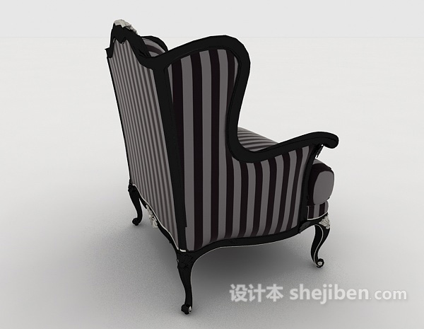 设计本欧式条纹单人沙发3d模型下载