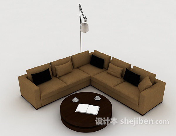 现代风格居家沙发茶几组合3d模型下载