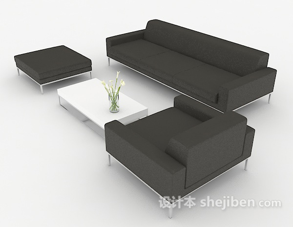 设计本黑色休闲商务组合沙发3d模型下载