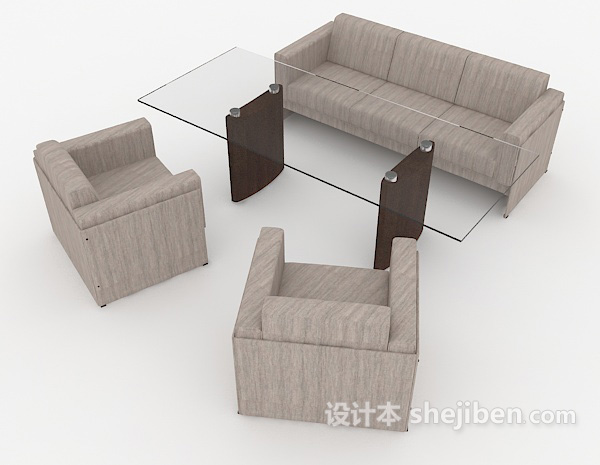 免费灰色简约商务组合沙发3d模型下载