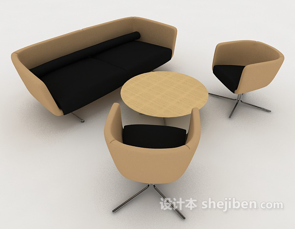 简约休闲黑棕色桌椅组合3d模型下载