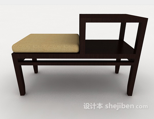 现代风格实木简单沙发凳3d模型下载