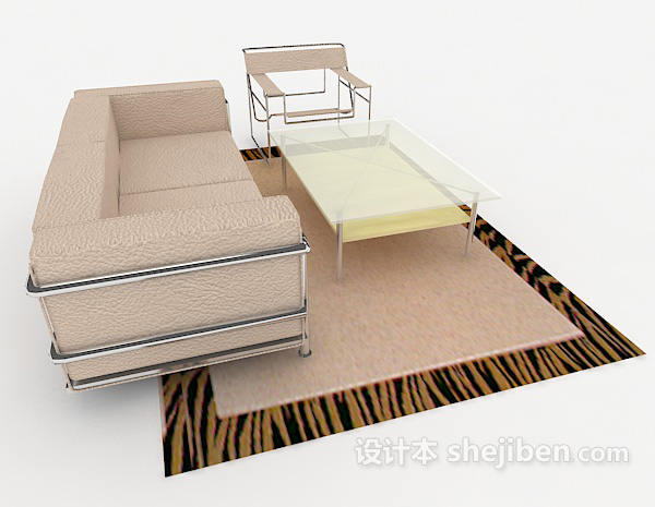 设计本个性家居棕色组合沙发3d模型下载