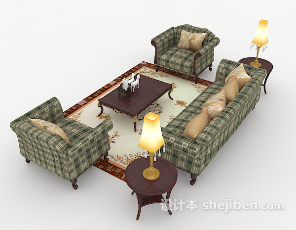 设计本田园居家组合沙发3d模型下载