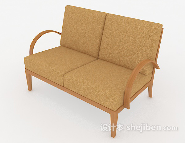 免费简约木质双人沙发3d模型下载