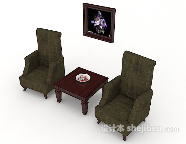 免费简单大方家居单人沙发3d模型下载
