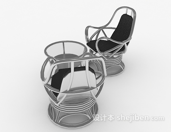 设计本灰色桌椅组合3d模型下载