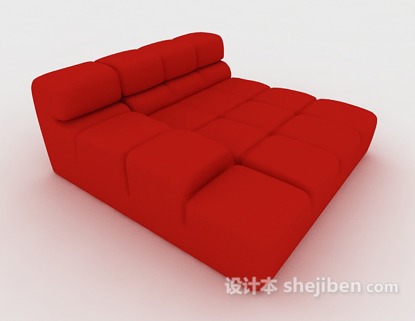 免费大红色懒人沙发3d模型下载