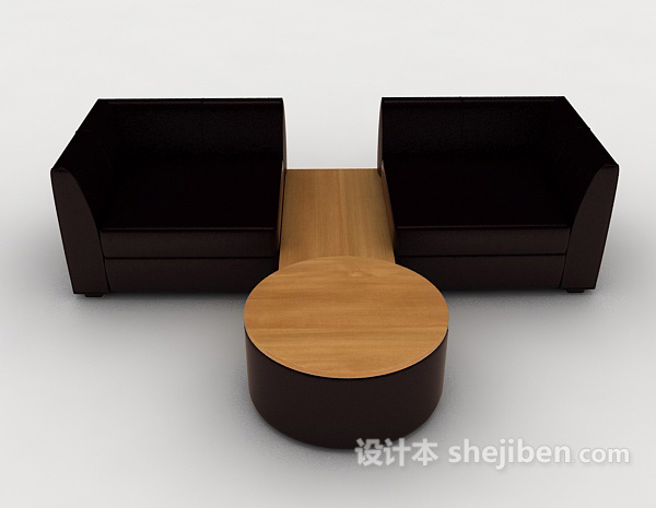现代风格休闲个性深棕色桌椅组合3d模型下载