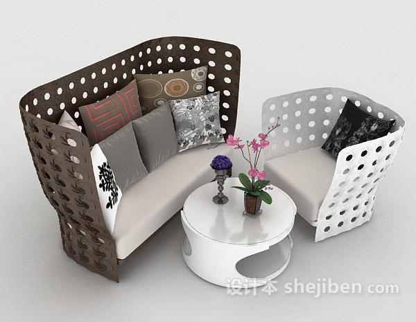 现代家居简约个性组合沙发3d模型下载