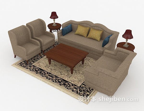 现代风格简约大气组合沙发3d模型下载