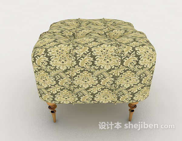欧式风格欧式花纹沙发凳3d模型下载