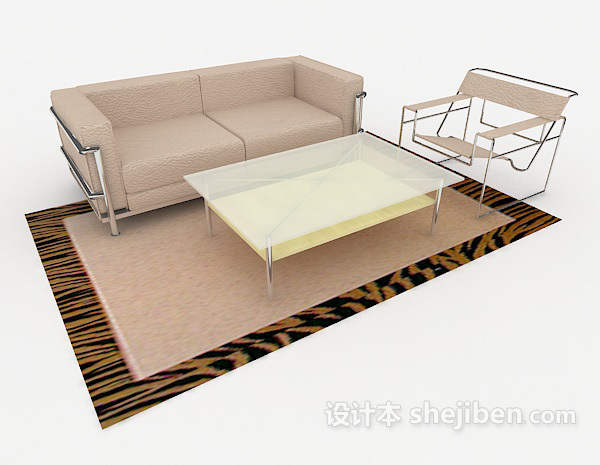 免费个性家居棕色组合沙发3d模型下载