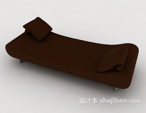 免费简约棕色沙发躺椅3d模型下载