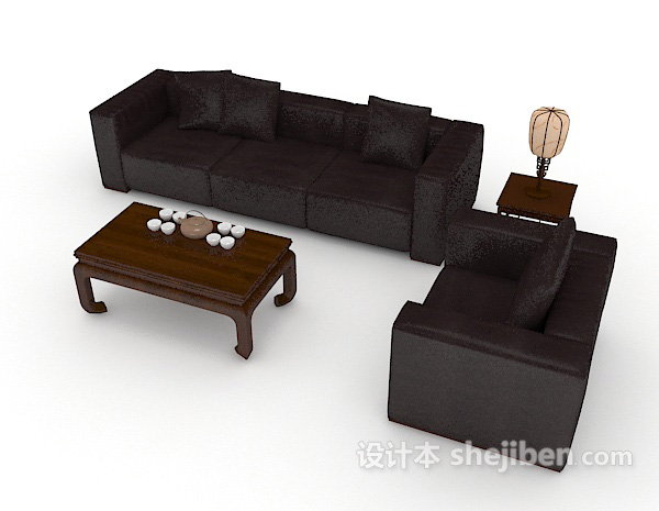 免费黑色简单休闲组合沙发3d模型下载