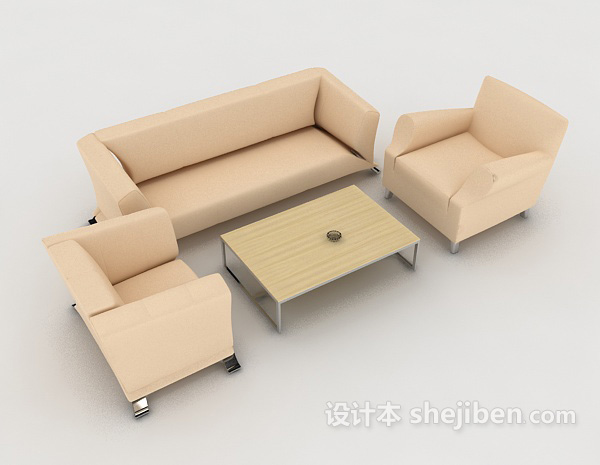 免费现代风格浅色组合沙发3d模型下载