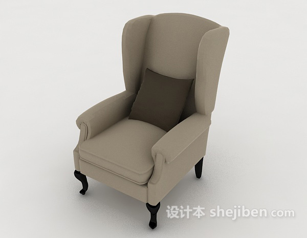 免费简欧家居灰色单人沙发3d模型下载