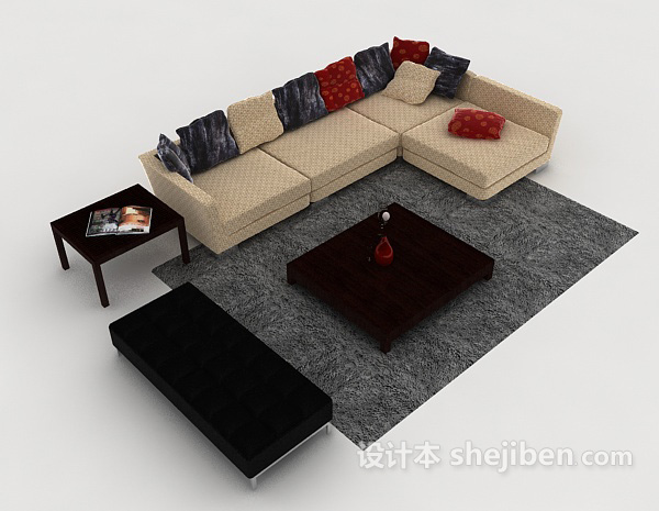 新中式家居简约组合沙发3d模型下载
