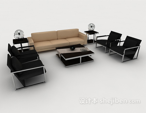 免费现代简单商务组合沙发3d模型下载