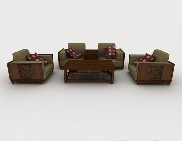 东南亚风格东南亚木质组合沙发3d模型下载