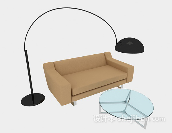 现代风格棕色简单双人沙发3d模型下载