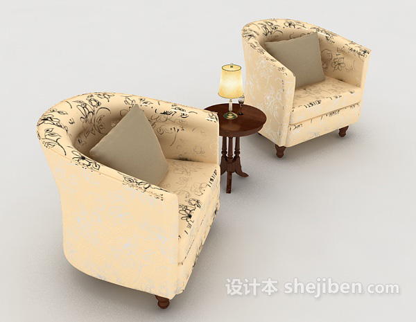 花纹单人沙发组合3d模型下载