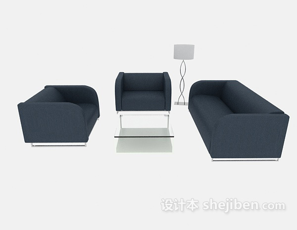 现代风格淡雅蓝色组合沙发3d模型下载
