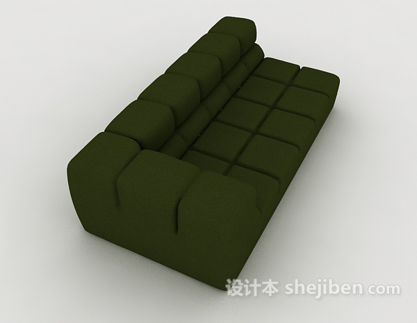 免费简约绿色多人沙发3d模型下载