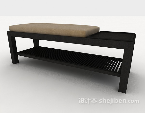 免费木质长凳子3d模型下载