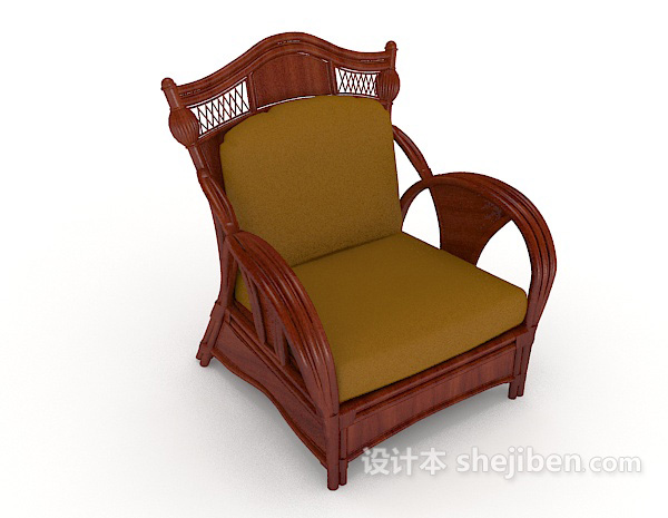 中式复古椅子3d模型下载