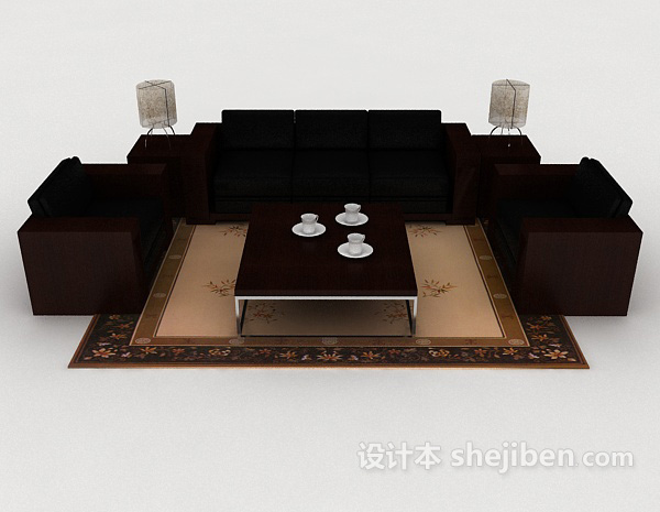 现代风格商务简约组合沙发3d模型下载