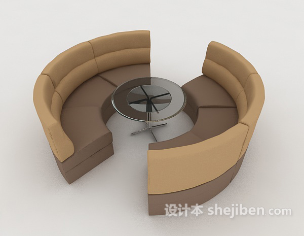 现代简约卡座桌椅组合3d模型下载